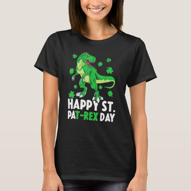 Camiseta Feliz Rua no Rex Dinossaur Saint Patrick, Dia de S (Frente)