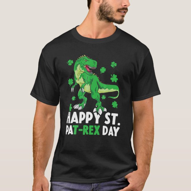Camiseta Feliz Rua no Rex Dinossaur Saint Patrick, Dia de S (Frente)