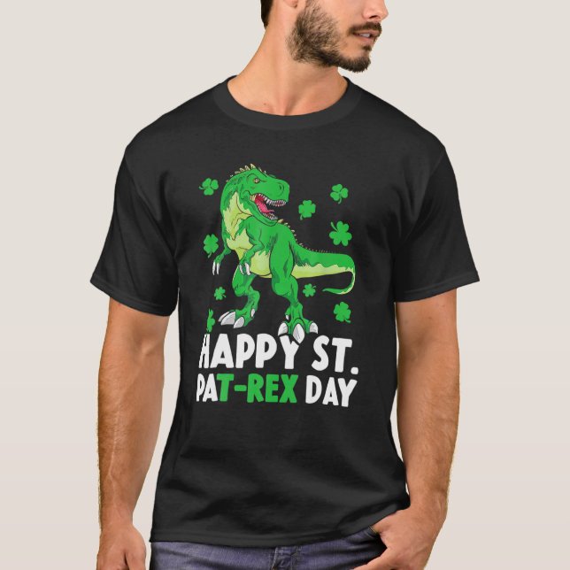 Camiseta Feliz Rua no Rex Dinossaur Saint Patrick, Dia de S (Frente)