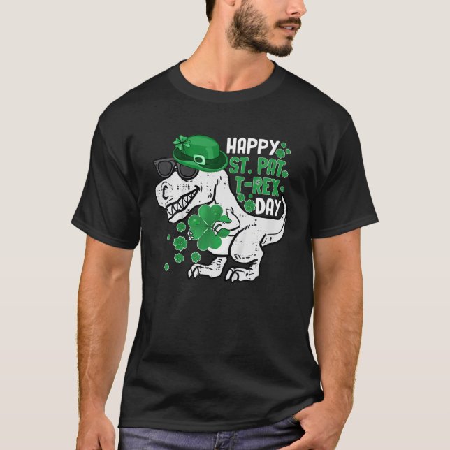 Camiseta Feliz Rua no Rex Saint Patrick Dinossaur Boys (Frente)