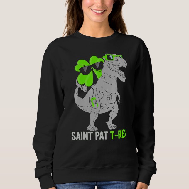 Camiseta Feliz Rua no T Rex Saint Patrick Dinosaur Bo (Frente)