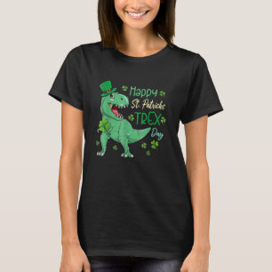 Camiseta Feliz Rua no T Rex Saint Patrick Dinosaur Bo