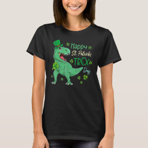 Camiseta Feliz Rua no T-Rex Saint Patrick Dinosaur Bo