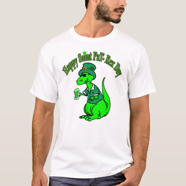 Camiseta Feliz Rua no T-Rex Saint Patrick Dinossaur T- (Frente)