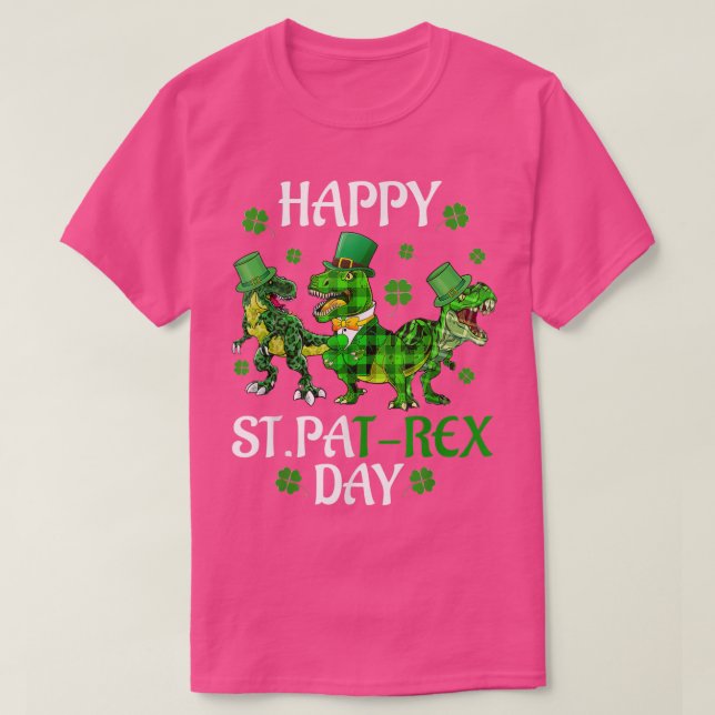 Camiseta Feliz Rua Pat-rex Day Saint Patrick Dinosaur Boys  (Frente do Design)