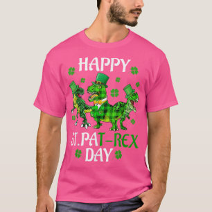 Camiseta Feliz Rua Pat-rex Day Saint Patrick Dinosaur Boys 