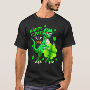 Camiseta Feliz Rua Pat Rex Dinosaur Lucky Shamrock Irish Pa