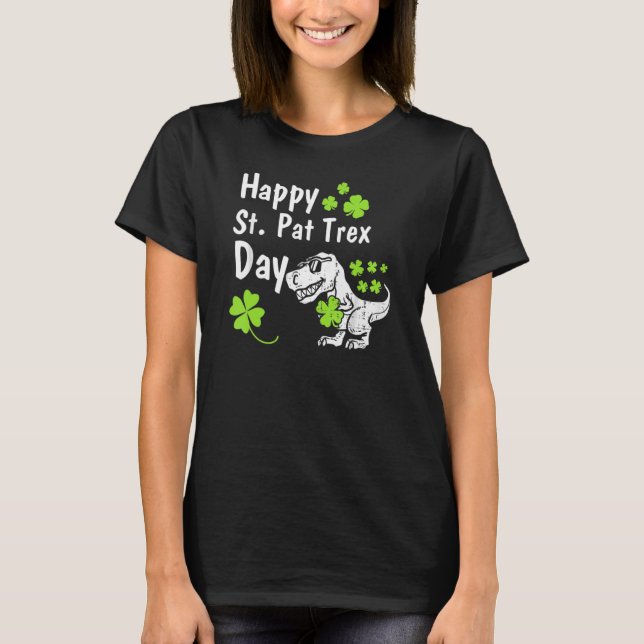 Camiseta Feliz Rua Pat T Rex Saint Patrick's Dinos Engraçad (Frente)