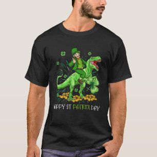 Camiseta Feliz Rua Pat Trex Day Leprechaun Riding Dino Para