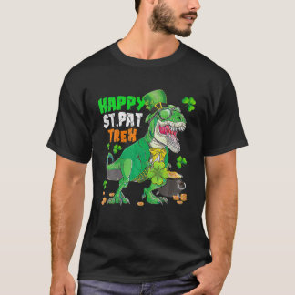 Camiseta Feliz Rua Pat-Trex Dinossaur Saint Patrick Day Boy