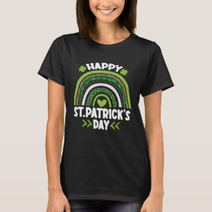 Camiseta Feliz Rua Patrick Day Leopard Imprima Rainbow Sham