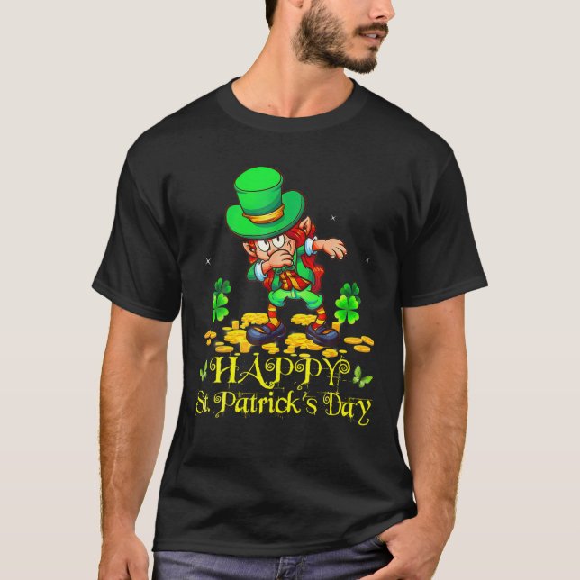 Camiseta Feliz Rua, Patrick Day Leprechaun Dabbing Kids Ire (Frente)