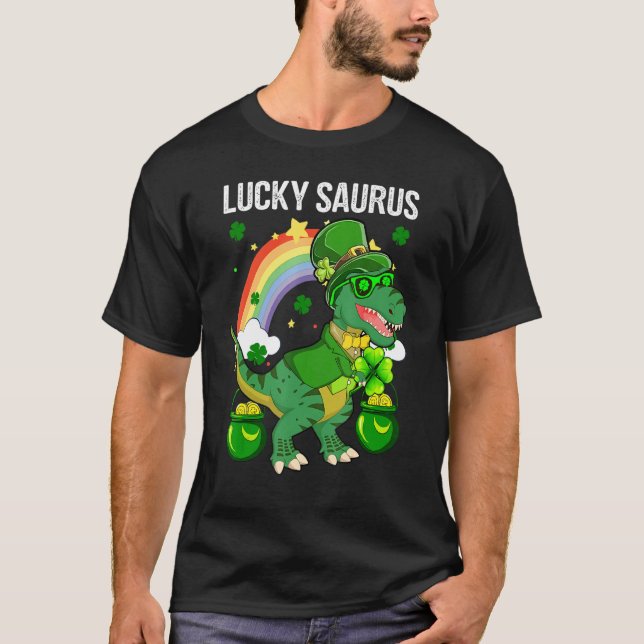 Camiseta Feliz Rua Patrick Day Lucky Cute Surus Com Rainbo (Frente)