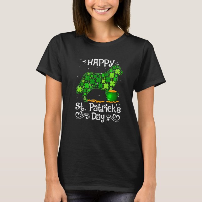 Camiseta Feliz Rua Patrick S Day Bernese Mountain Dog Shamr (Frente)