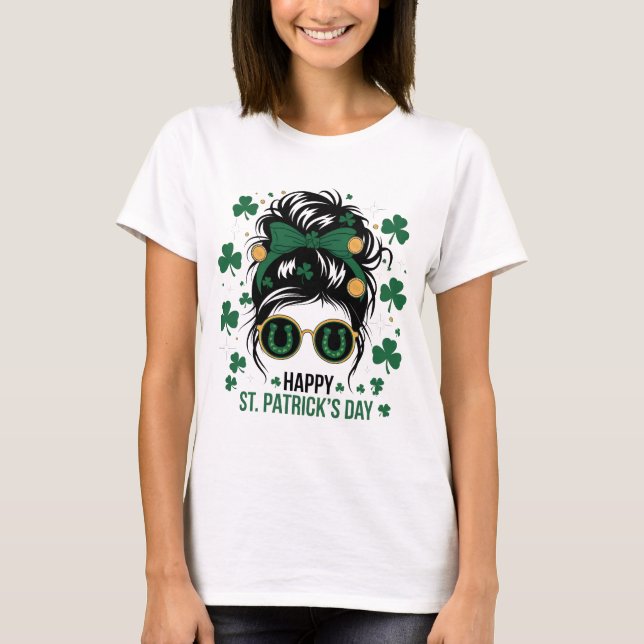 Camiseta Feliz Rua. Patricks Day Shamrock Irish Santo Patri (Frente)