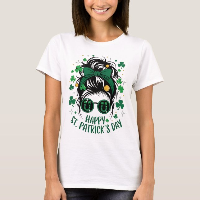 Camiseta Feliz Rua. Patricks Day Shamrock Irish Santo Patri (Frente)
