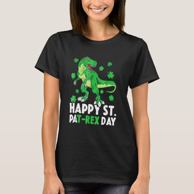 Camiseta Feliz Rua, Rex Dinosaur Saint Patrick S Day (Frente)