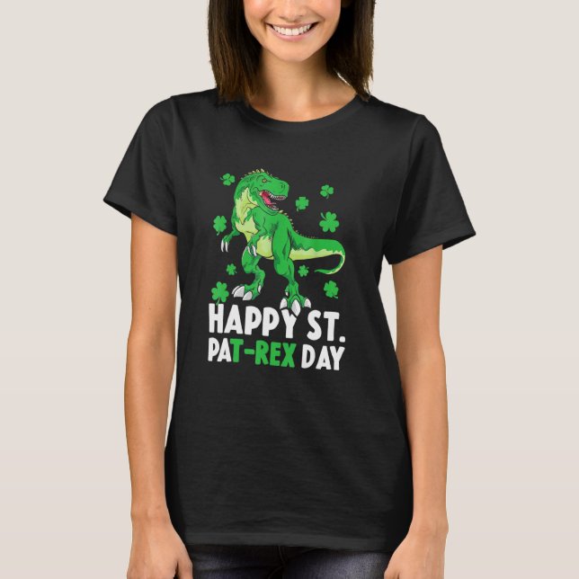 Camiseta Feliz Rua, Rex Dinosaur Saint Patrick S Day (Frente)