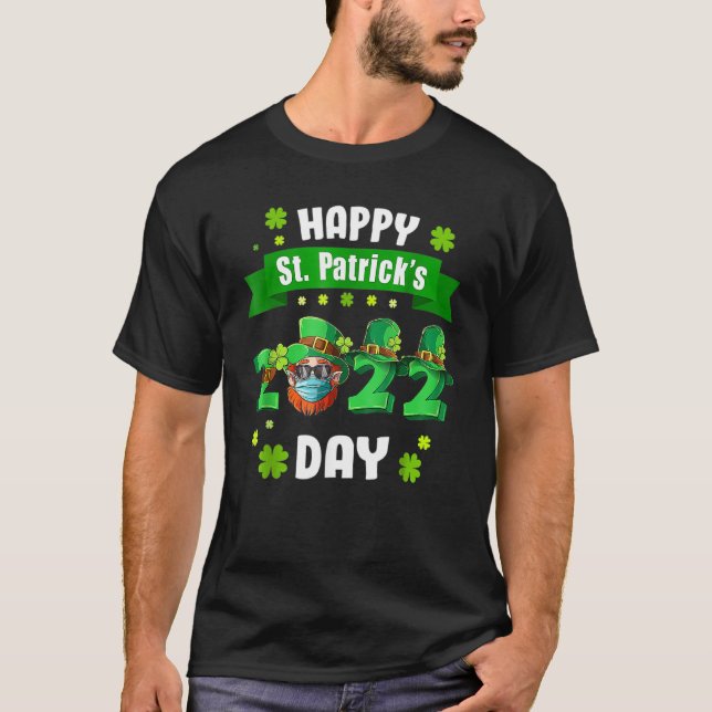 Camiseta Feliz Saint Patrick S Day 2022 - Rosto de Shamrock (Frente)