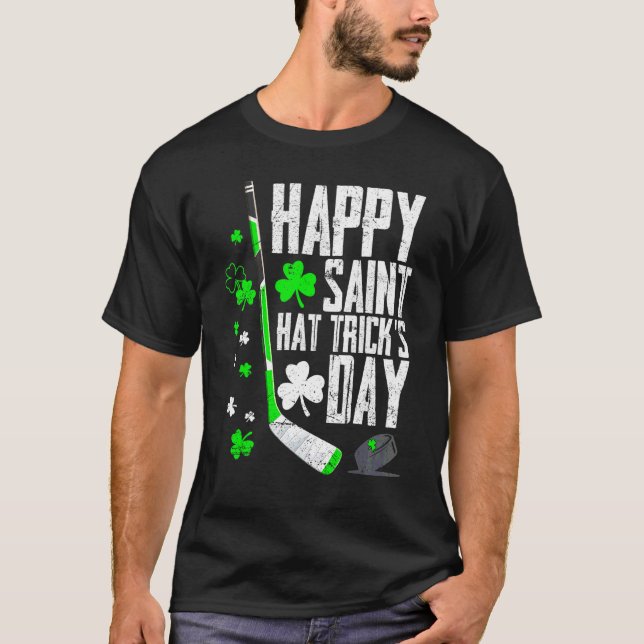 Camiseta Feliz Santo de Hat Trick's Day Tee Hockey Rua Pat (Frente)