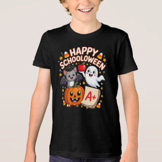 Camiseta Feliz Schooloween Abóbora Fantasma Fofa A+