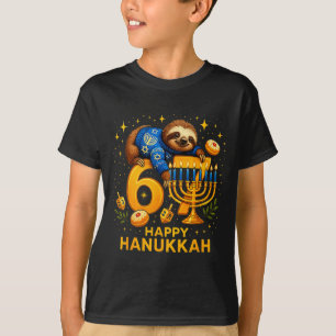 Camiseta Feliz Seis Sete Hanukkah Piada Menorah Preguiça