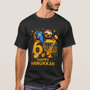 Camiseta Feliz Seis Sete Hanukkah Piada Menorah Preguiça 