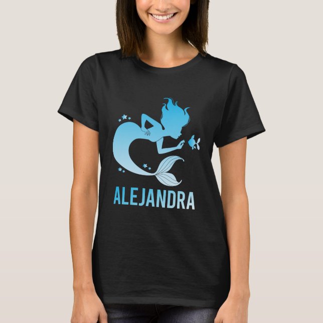 Camiseta Feliz Sereia - Nome Alejandra (Frente)