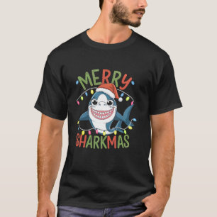 Camiseta Feliz Sharkmas Engraçado Tubarão Natal Santa Hat L