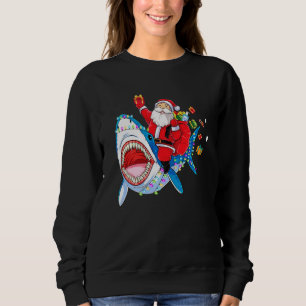 Camiseta Feliz Sharkmas Papais noeis Andando no Natal do Tu