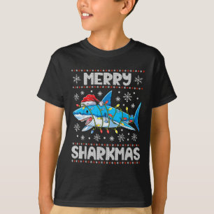 Camiseta Feliz Sharkmas Sharkmas Papais noeis de Natal Feia
