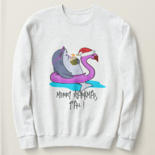 Camiseta Feliz Sharkmas Y'all Shark dá um doce engraçado