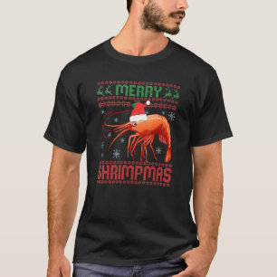 Camiseta Feliz Shrimpmas Engraçado Camarão Frio de Natal Fe