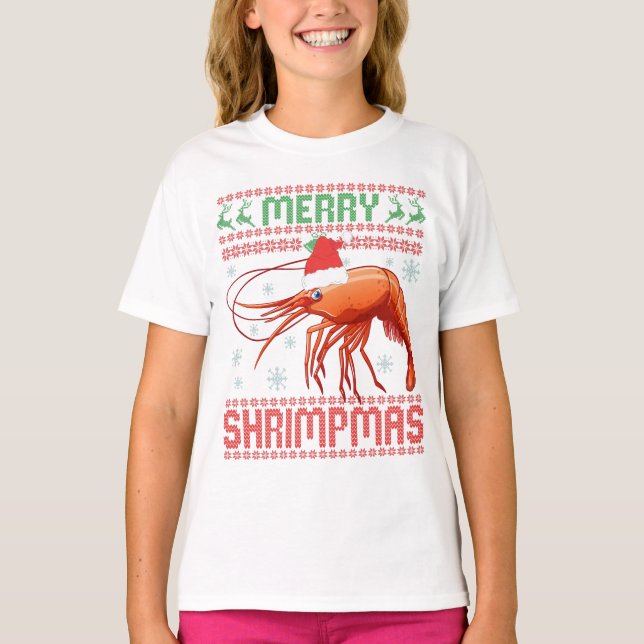 Camiseta Feliz Shrimpmas Engraçado Presente no Sweater de N (Frente)