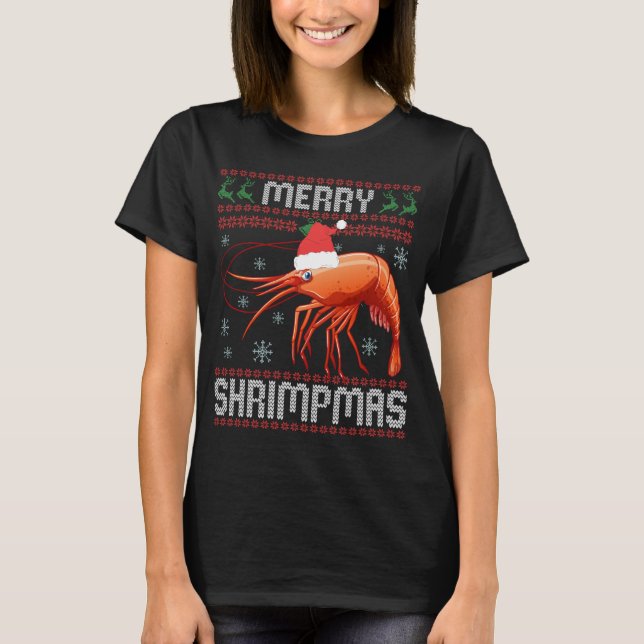 Camiseta Feliz Shrimpmas Engraçado Presente no Sweater de N (Frente)