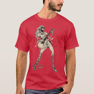 Camiseta Feliz Skeleton Guitar Cara Spookie Halloween Rock