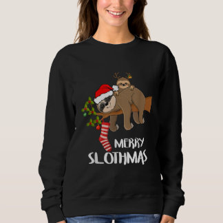 Camiseta Feliz Sloth Santa Hat Fala Natal