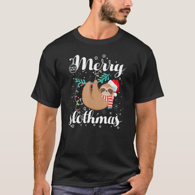 Camiseta Feliz Slothmas Christmas Pajama For Sloth (Frente)