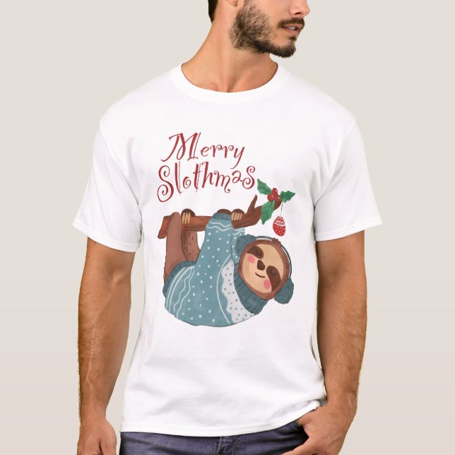 Camiseta Feliz Slothmas Christmas Sloth (Frente)