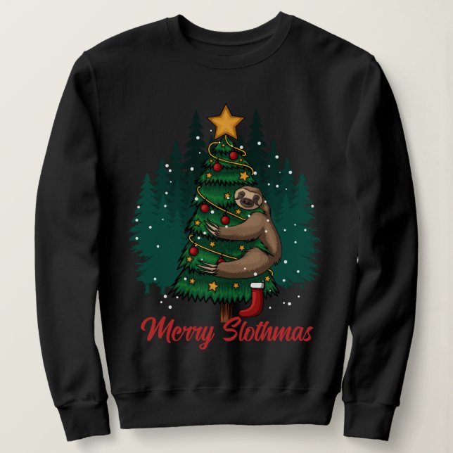 Camiseta Feliz Slothmas - Lama de Natal (Frente do Design)