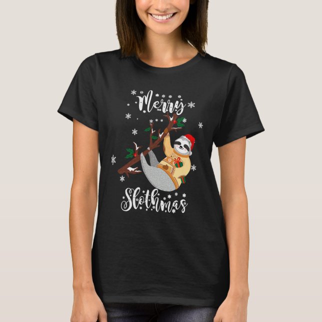 Camiseta Feliz Slothmas Natal Engraçado (Frente)