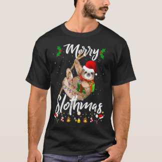Camiseta Feliz Slothmas Natal Pajama para Amantes de Lama