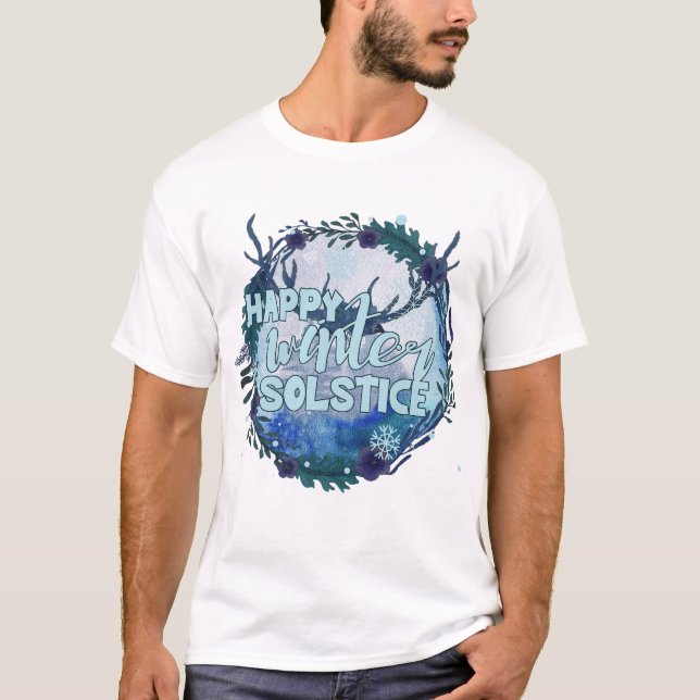 Camiseta Feliz Solstício De Inverno - Celebrar A Estação (Frente)