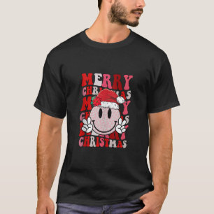 Camiseta Feliz Sorriso de Natal Rosto Papai Noel Groovy