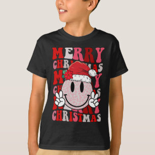 Camiseta Feliz Sorriso de Natal Rosto Papai Noel Groovy