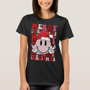 Camiseta Feliz Sorriso de Natal Rosto Papai Noel Groovy