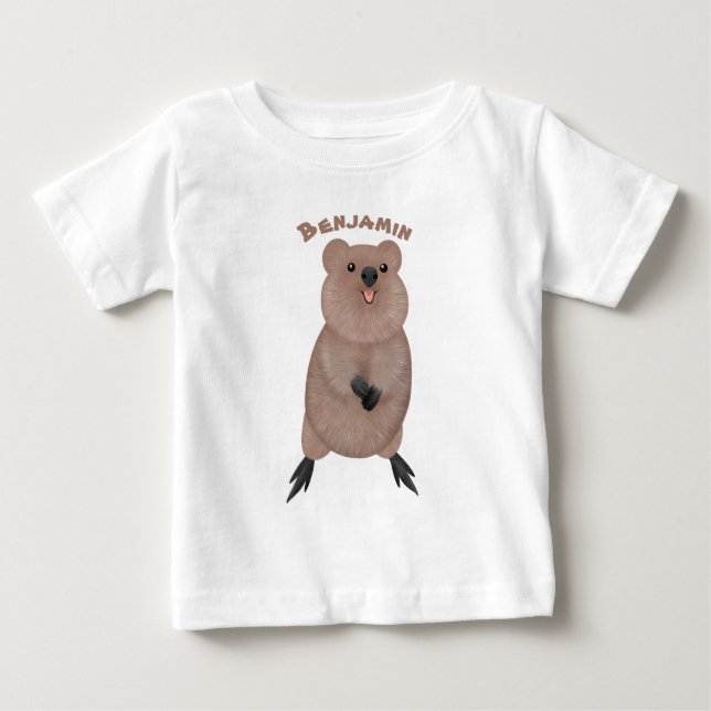 Camiseta Feliz sorriso, design de desenho animado de quokka (Frente)