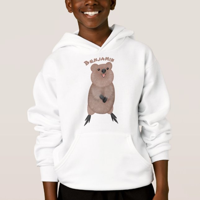 Camiseta Feliz sorriso, design de desenho animado de quokka (Frente)