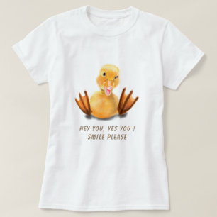 Camiseta Feliz Sorriso Piscar os olhos - Feliz Pato Amarelo