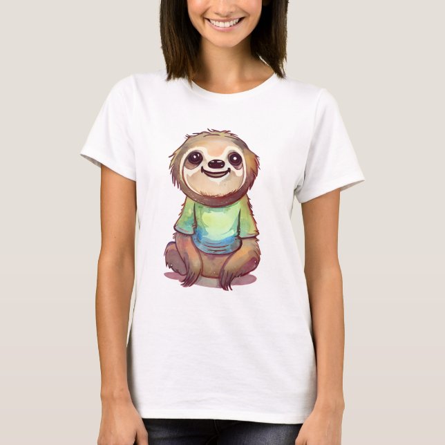 Camiseta Feliz sorriso Sentado de Lama Relaxado (Frente)